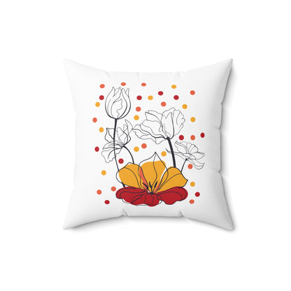 White Room Accent Throw Pillow, Floral Designer Couch Pillow, Statement Pillow, Orange Flower Throw Pillow, Polyester Pillow With Insert