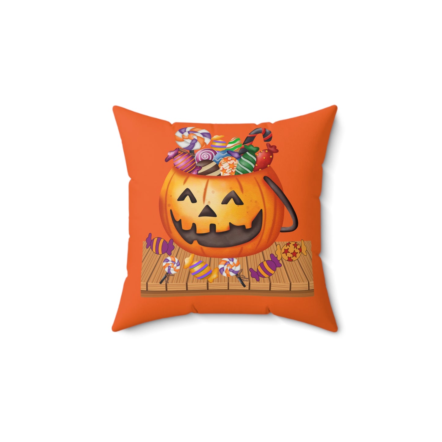 Halloween Jack O Lantern Candy Square Pillow, Pumpkin With Candy Pillow, Halloween Decor Pillow, Fall Decor Pillow, Halloween Decor