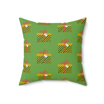 Christmas Gift Pattern Green Throw Pillow – Joyful Giving Décor for Home or Office