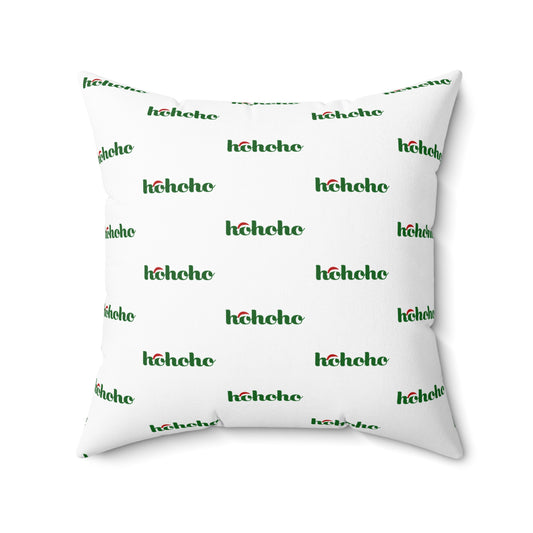 Coussin décoratif blanc à motif festif HoHoHo – Joie des fêtes pour la maison ou le bureau