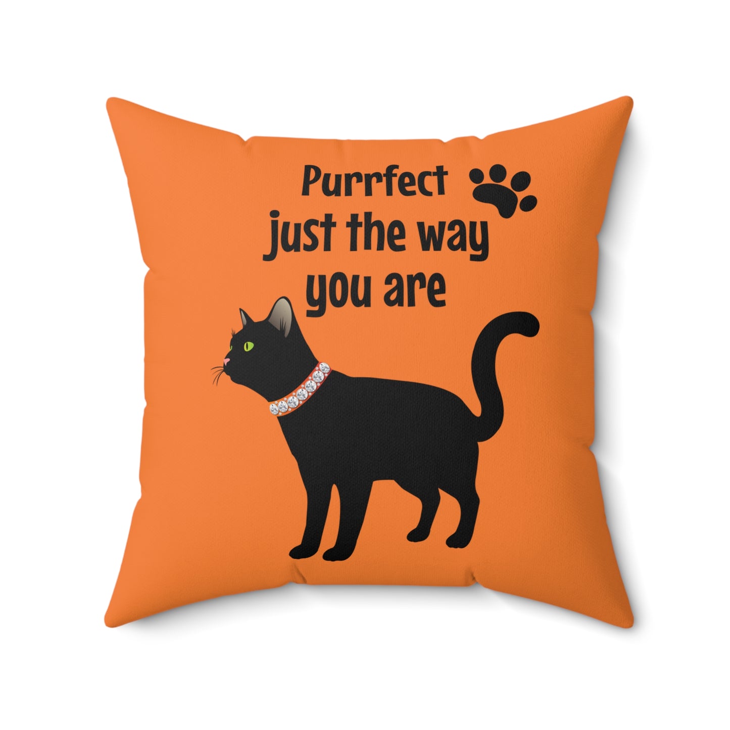 Black Cat Halloween Decorative Throw Pillow, Orange Square Pillow With Cover, Living Room Accent Decor,  Gifts For Cat Lovers, Cat Moms