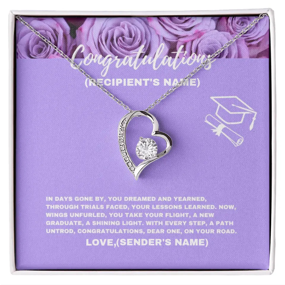 Personalized Congratulations New Graduate, A Shining Light- Forever Love Necklace