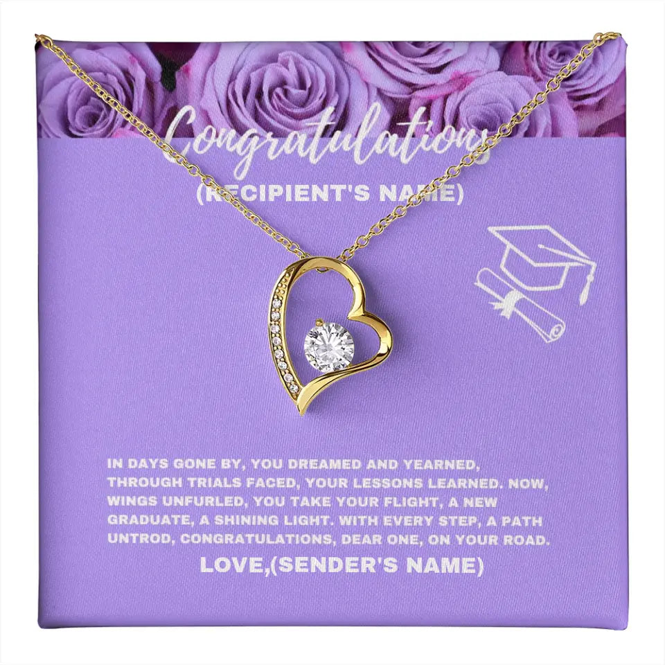 Personalized Congratulations New Graduate, A Shining Light- Forever Love Necklace