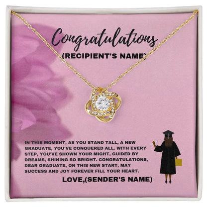 Collar personalizado con nudo de amor: felicitaciones para graduados. Has demostrado tu potencial