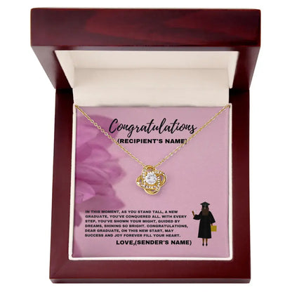 Personalized Congratulations Graduate, You've Shown Your Might- Love Knot Necklace