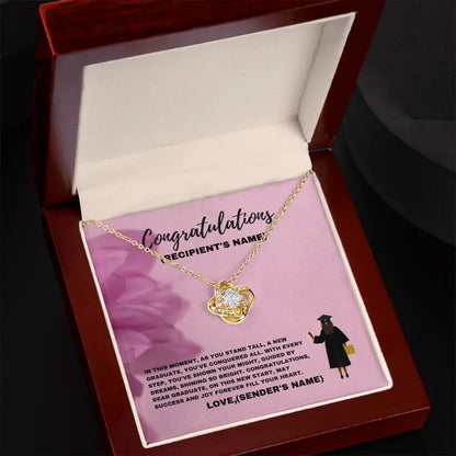 Personalized Congratulations Graduate, You've Shown Your Might- Love Knot Necklace