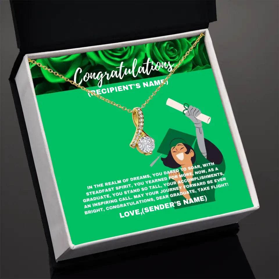 Personalized Congratulations Graduate, Take Flight- Alluring Beauty Necklace