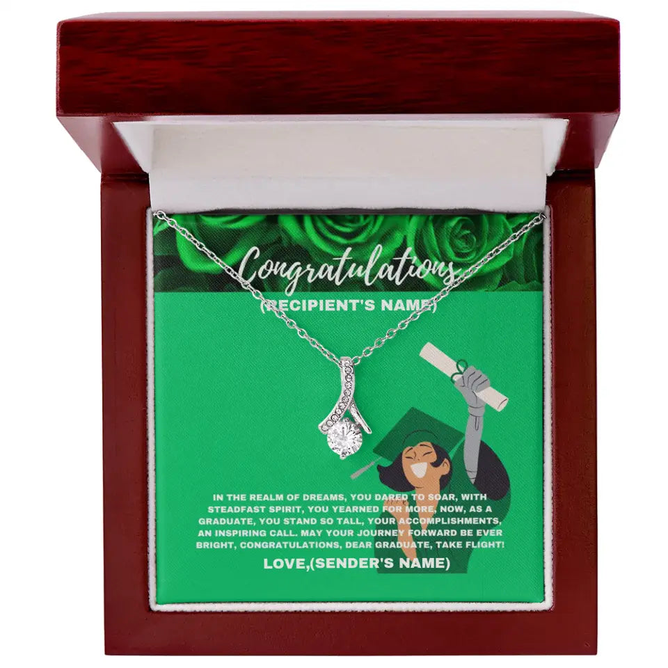 Personalized Congratulations Graduate, Take Flight- Alluring Beauty Necklace