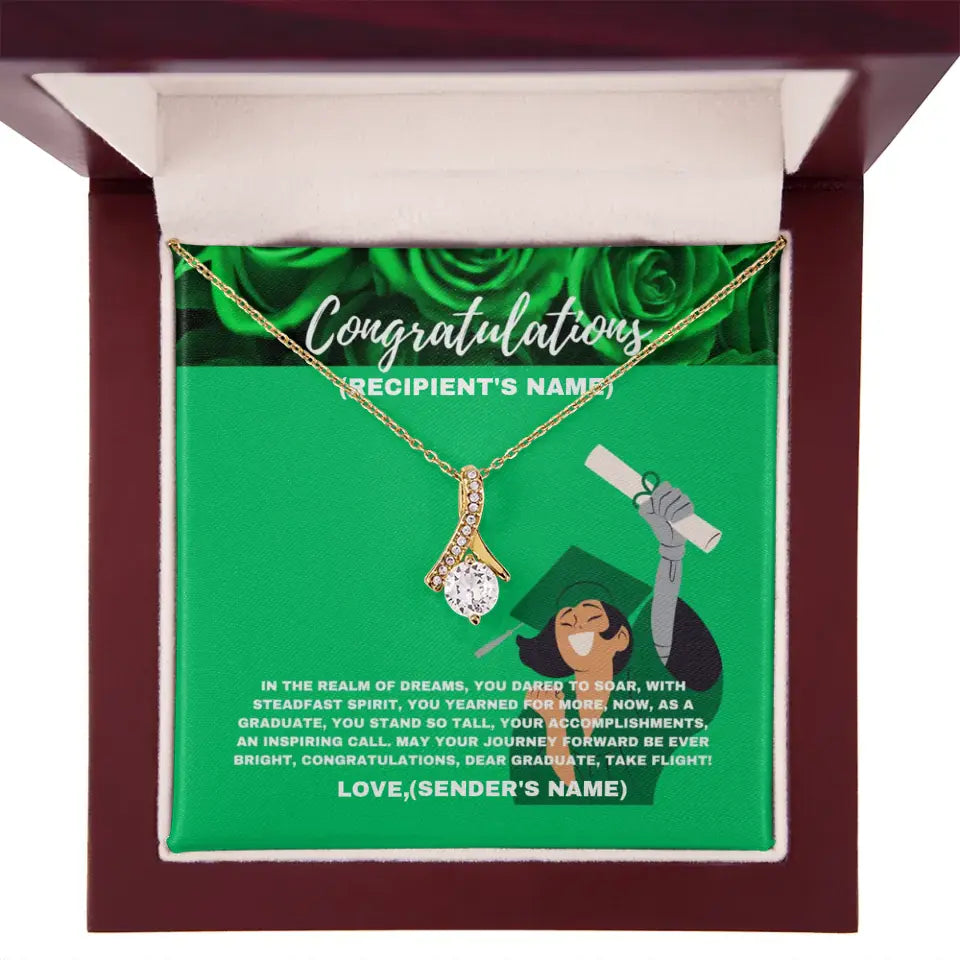 Personalized Congratulations Graduate, Take Flight- Alluring Beauty Necklace