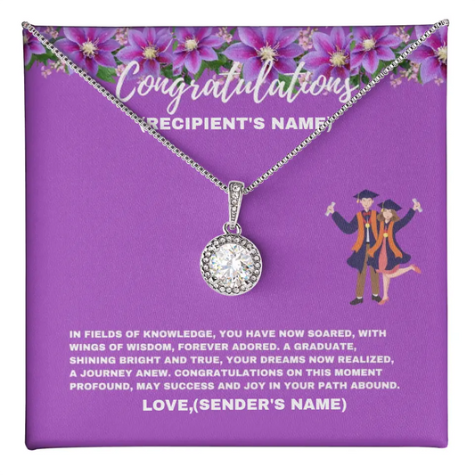 Collar personalizado de felicitaciones de graduado, brillante y verdadero: esperanza eterna