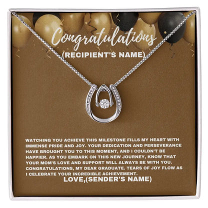 Personalized Celebrating Your Incredible Achievement- Lucky Necklace From Mom