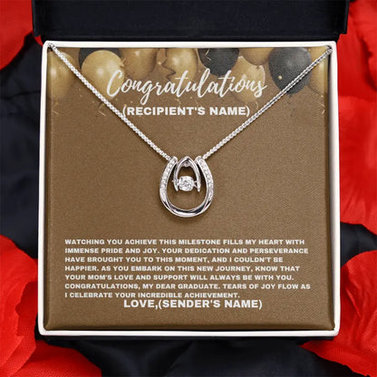 Personalized Celebrating Your Incredible Achievement- Lucky Necklace From Mom