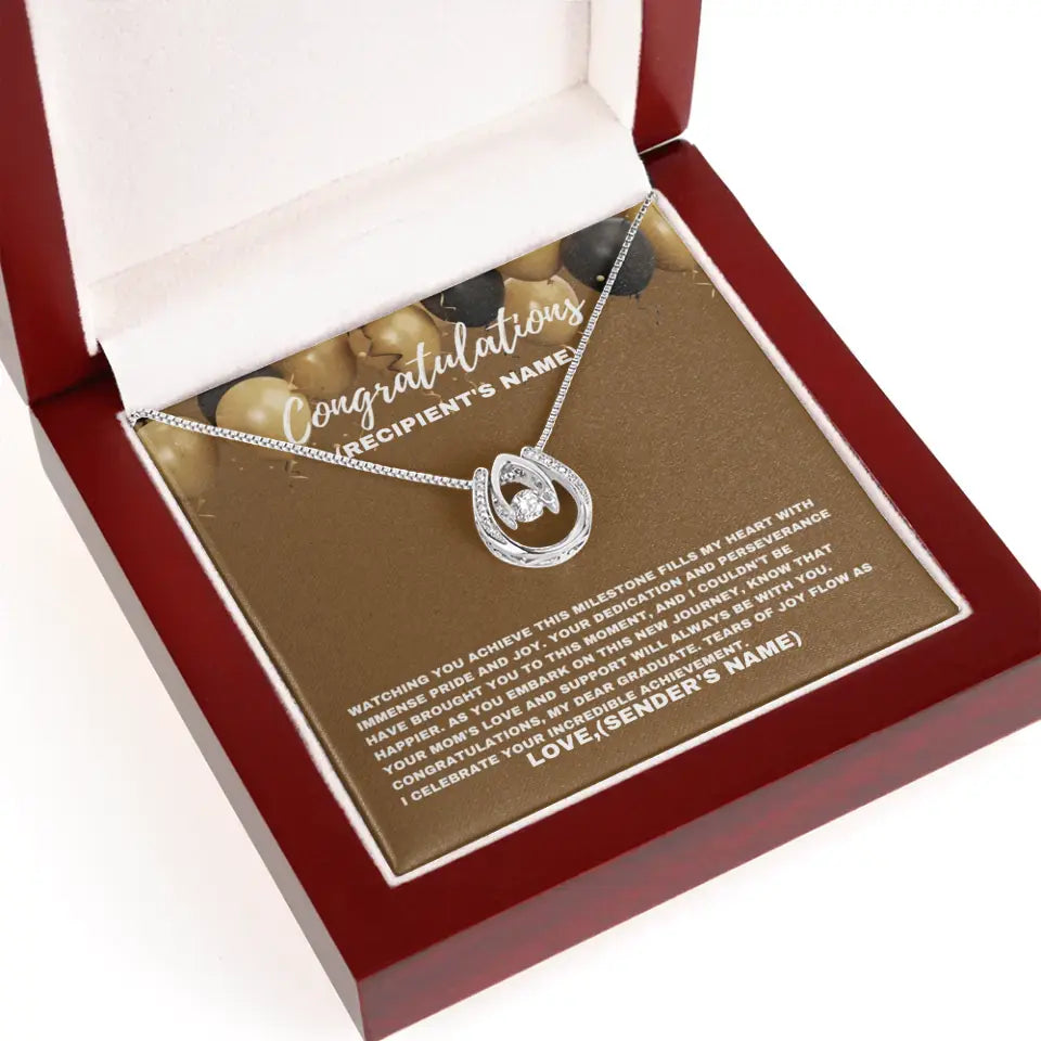 Personalized Celebrating Your Incredible Achievement- Lucky Necklace From Mom