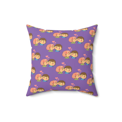 Love’s Embrace: Purple Kiss Printed Throw Pillow