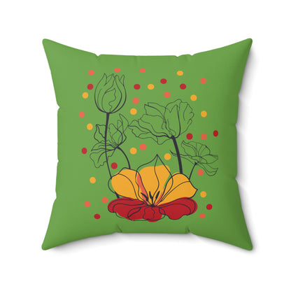 Floral Designer Throw Pillow, 14x14 Inch Room Decor, Green Pillow For Couch, Indoor Pillow Decor, Decorative Accent Pillow, Cute Pillow