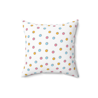 Multi Color Polka Dot Throw Pillow, 16x16 Inch Polyester, Good Quality Designer Pillow, Double Sided Printed Pillow, Room Accent Pillow