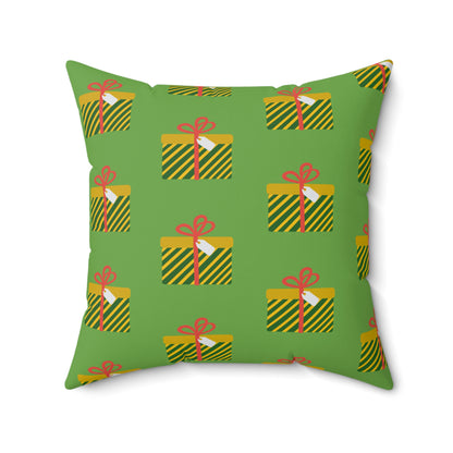 Christmas Gift Pattern Green Throw Pillow – Joyful Giving Décor for Home or Office