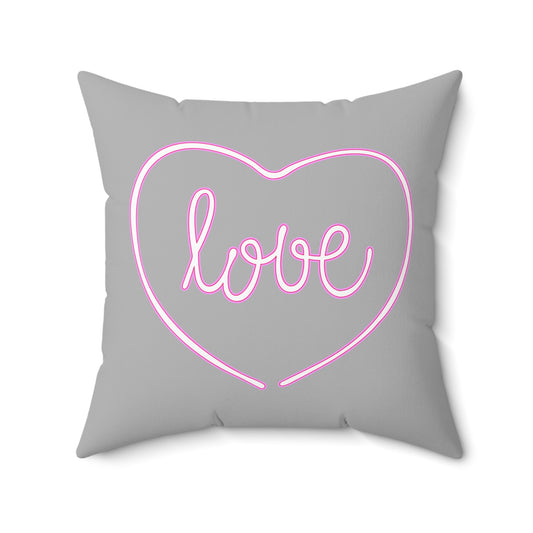 Love-Filled Gray Heart Throw Pillow