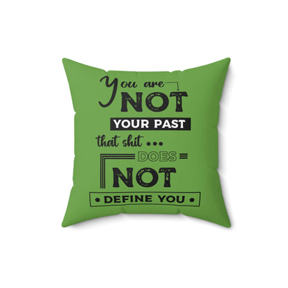 Coussin inspirant « Vous n'êtes pas votre passé », coussin vert avec phrase de motivation, idées cadeaux pour l'autonomisation, décoration de chambre