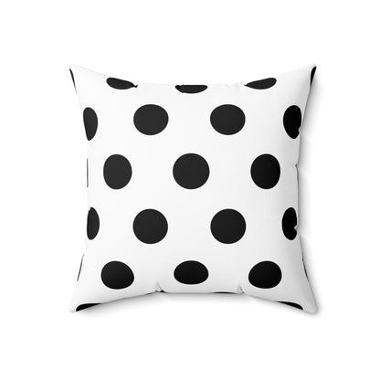 Almohada decorativa con lunares en blanco y negro, almohada cuadrada de poliéster, almohada decorativa grande con lunares, almohada decorativa para habitación de 18 x 18 pulgadas