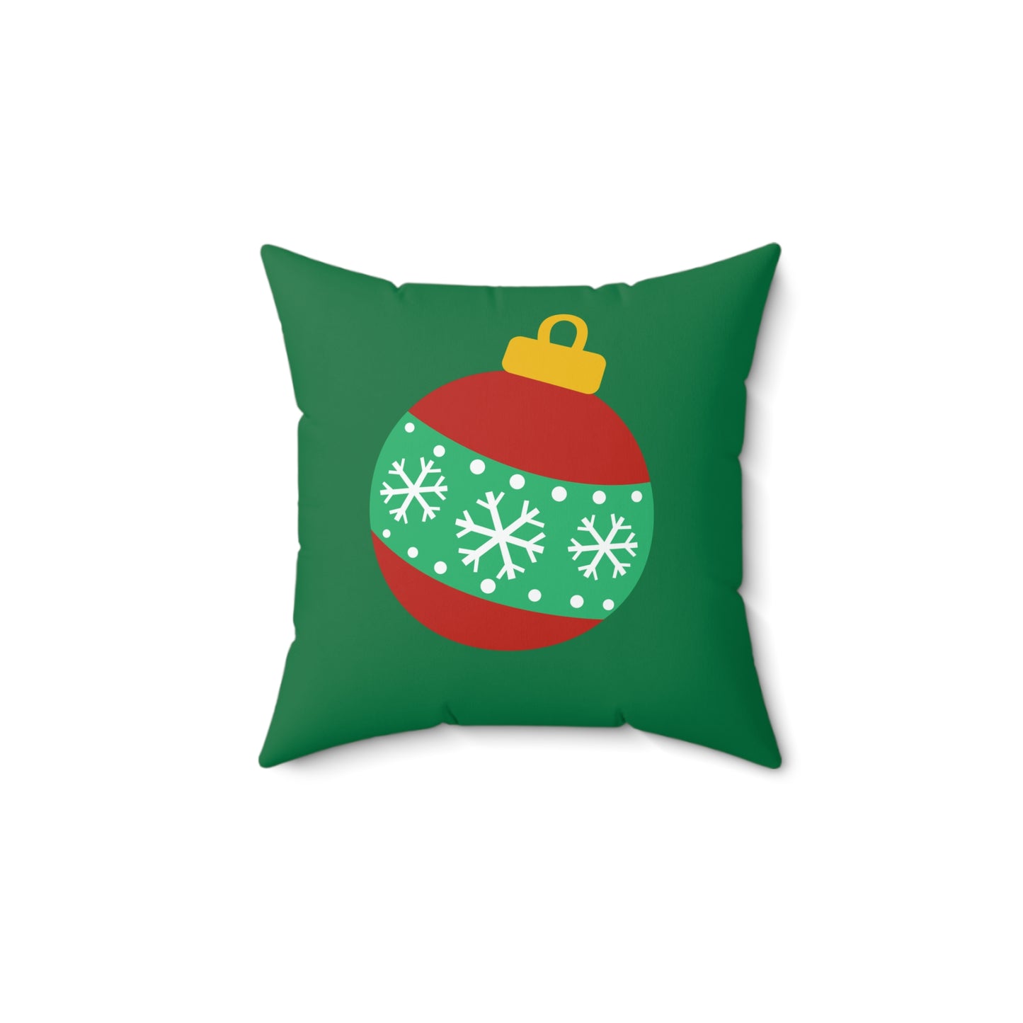 Festive Green Christmas Ball Throw Pillow – Holiday Cheer for Home or Office