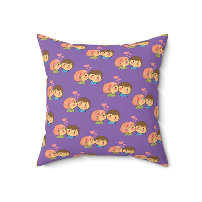 Love’s Embrace: Purple Kiss Printed Throw Pillow