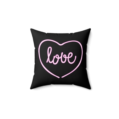 Love’s Heartbeat Black Throw Pillow