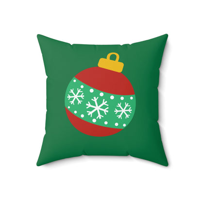 Festive Green Christmas Ball Throw Pillow – Holiday Cheer for Home or Office