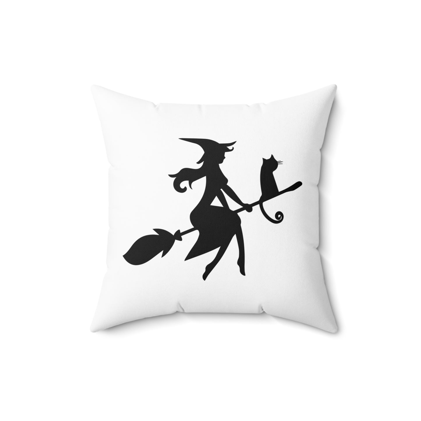 Almohada decorativa de Halloween con diseño de bruja en vuelo, almohada de diseño en blanco y negro, decoración otoñal única, linda almohada decorativa de Halloween, almohada para sofá