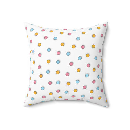 Multi Color Polka Dot Throw Pillow, 16x16 Inch Polyester, Good Quality Designer Pillow, Double Sided Printed Pillow, Room Accent Pillow