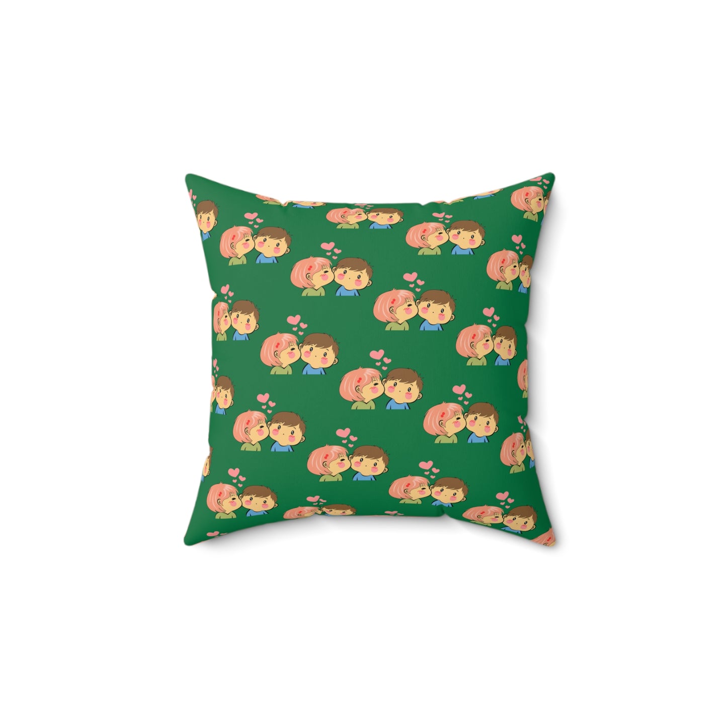 Sweetheart Kiss Green Throw Pillow