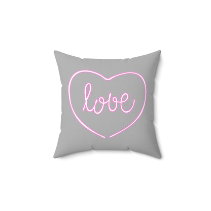 Love-Filled Gray Heart Throw Pillow