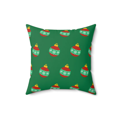 Holiday Cheer Christmas Balls Pattern Throw Pillow – Festive Red & Green Decor for Home or Office