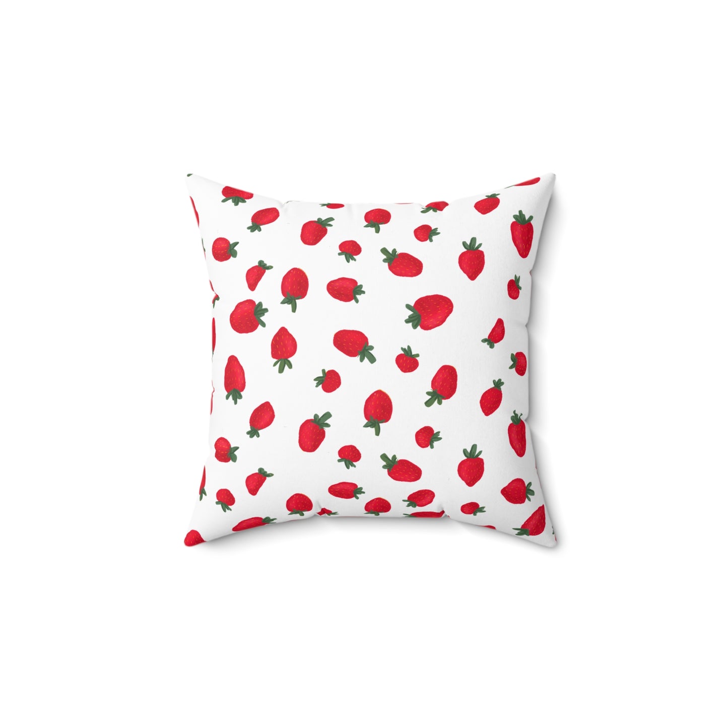 Cojín con estampado de fresas, decoración de habitación, cojín de diseño cuadrado rojo y blanco