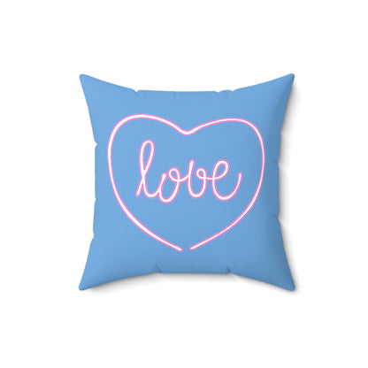 Blue Love Nest Heart Throw Pillow