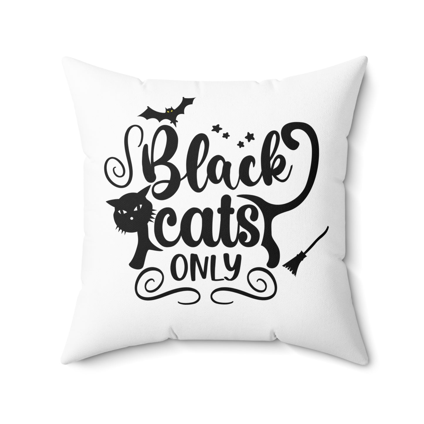 Black And White Throw Pillow For Halloween, Cat Design Graphic Pillow, Unique Halloween Room Decor, Cat Lovers Throw Pillow