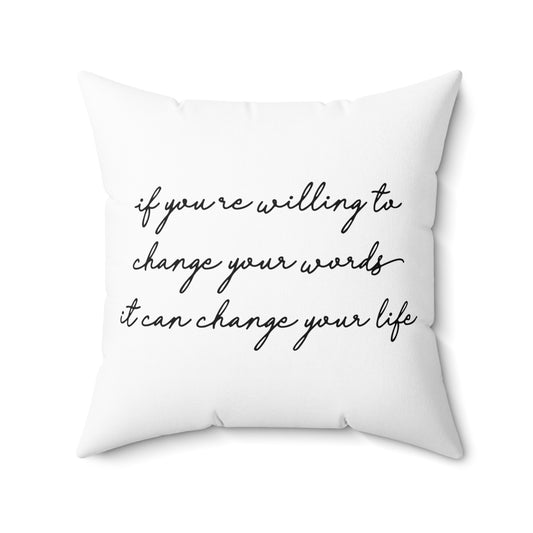 Transformative Words - White Throw Pillow