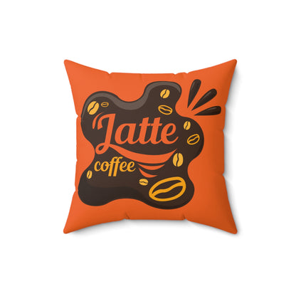 Coussin décoratif pour amateurs de café, coussin décoratif pour salon au café au lait orange, cadeau d'art sur le café pour toute occasion, cadeau de pendaison de crémaillère