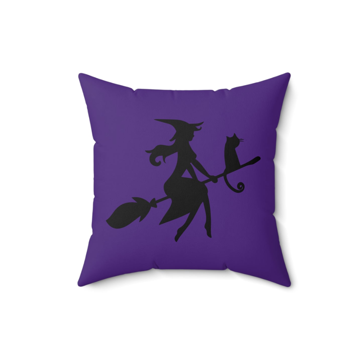 Halloween Witch and Cat On A Broom, Purple Halloween Throw Pillow, Halloween Decor, Fall Pillow, Halloween Patio Pillow, Cute Throw Pillow