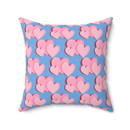 Triple Heart Bliss Blue Throw Pillow