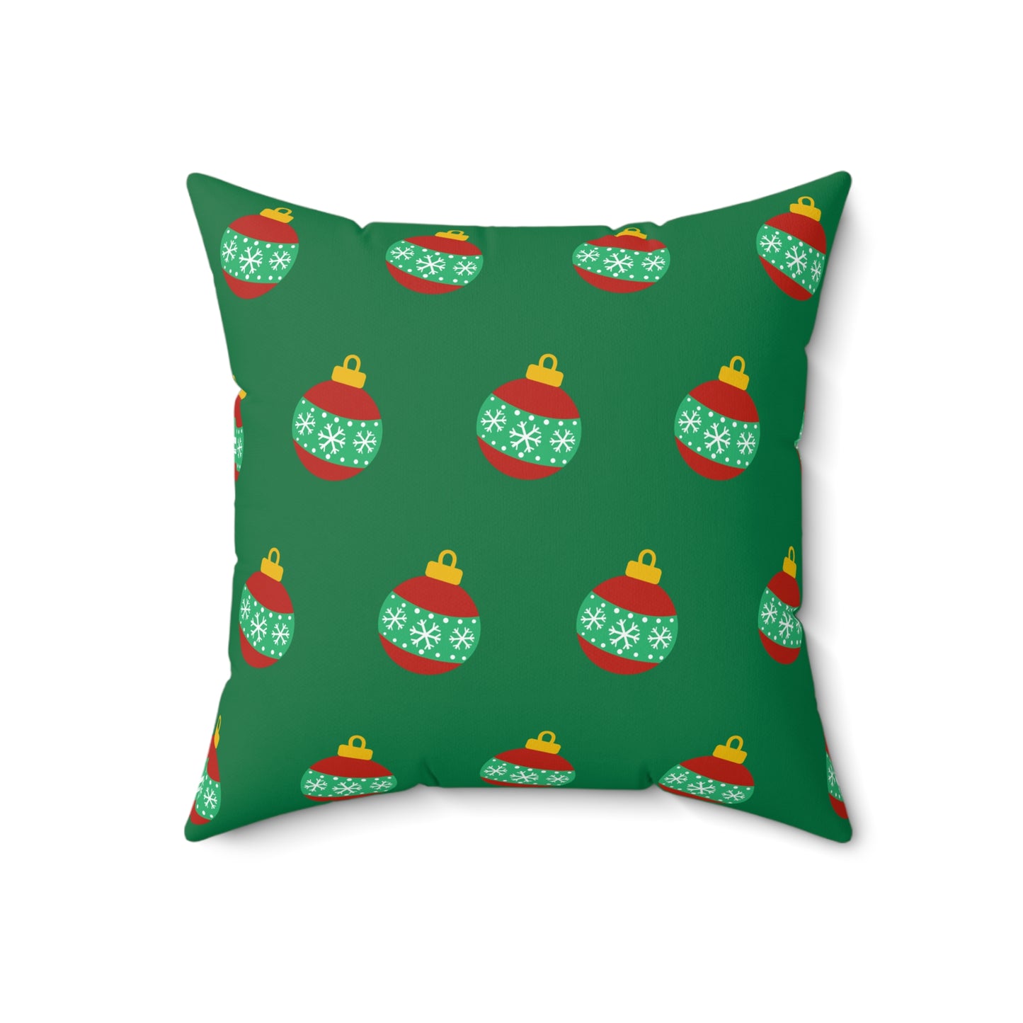 Holiday Cheer Christmas Balls Pattern Throw Pillow – Festive Red & Green Decor for Home or Office