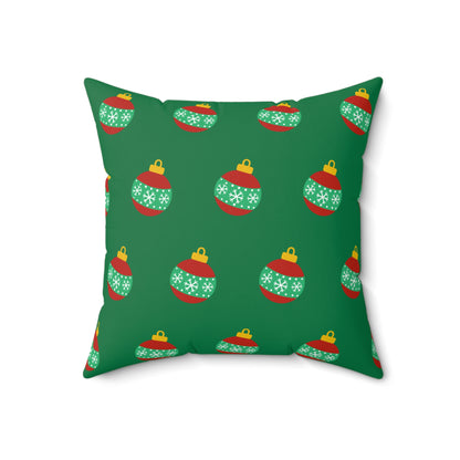 Holiday Cheer Christmas Balls Pattern Throw Pillow – Festive Red & Green Decor for Home or Office