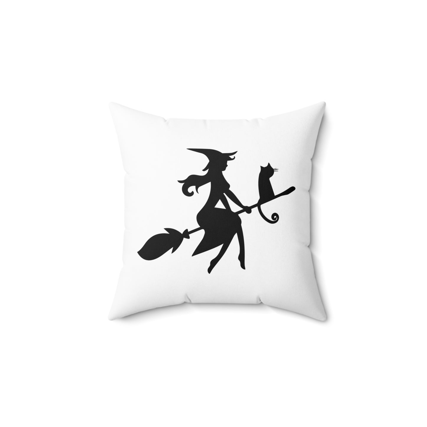 Almohada decorativa de Halloween con diseño de bruja en vuelo, almohada de diseño en blanco y negro, decoración otoñal única, linda almohada decorativa de Halloween, almohada para sofá