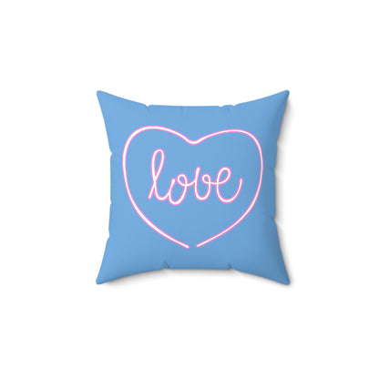 Blue Love Nest Heart Throw Pillow