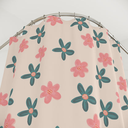 Floral Harmony on Shower Curtain