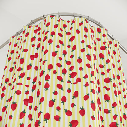 Sun-Kissed Strawberry Stripes Shower Curtain