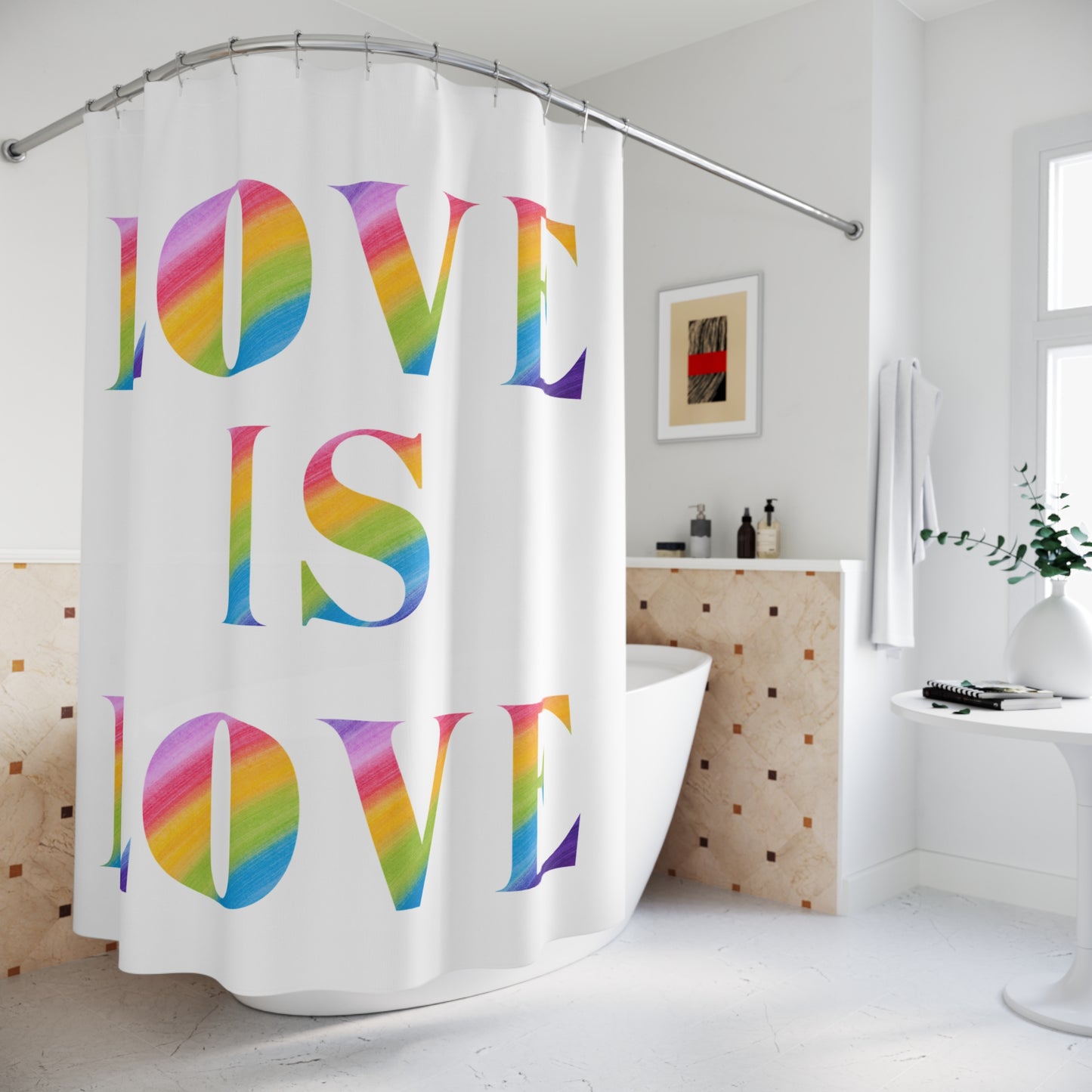 Rainbow Love Is Love Shower Curtain