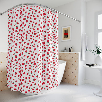 Berry Bliss White Shower Curtain