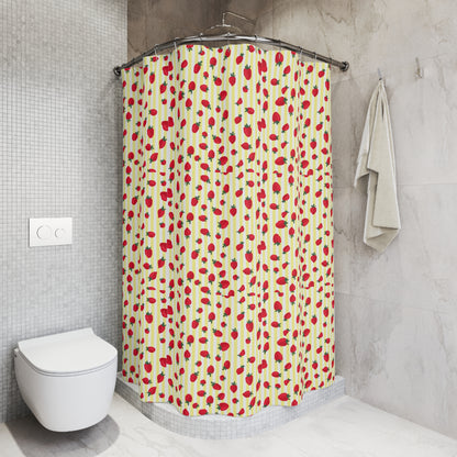 Sun-Kissed Strawberry Stripes Shower Curtain