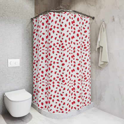 Berry Bliss White Shower Curtain